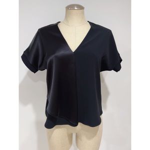 Suki + Solaine Women Black Short Sleeve V-neck Top Blouse Size XS